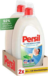Persil Ultra Concentrate Sensitive Gel (130 washes), Liquid detergent for allergies and babies in a smaller bottle for less plastic, Removes difficult stains, Dermatologically tested Naty Shop Laundry Detergents