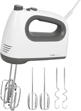 Clatronic Mixer | Kraftvoller 400 Watt-Motor | Hand mixer | Turbostufe & 5 Geschwindigkeitsstufen | Hand mixer | Spülmaschinengeeignete Edelstahlquirle Und -Knethaken | HM 3775 Kitchen Naty Shop Weiß-Grau 400 Watt