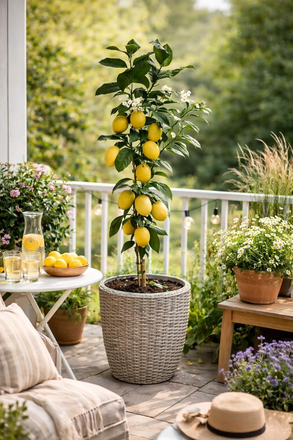 Citrus Limon Lunario 120 Cm - Echter Zitronenbaum (C17) - Vier-Jahreszeiten-Zitrone FĂŒr Balkon, Garten & Terrasse - Robuster Zitronenbaum Mit GanzjĂ€hriger Ernte