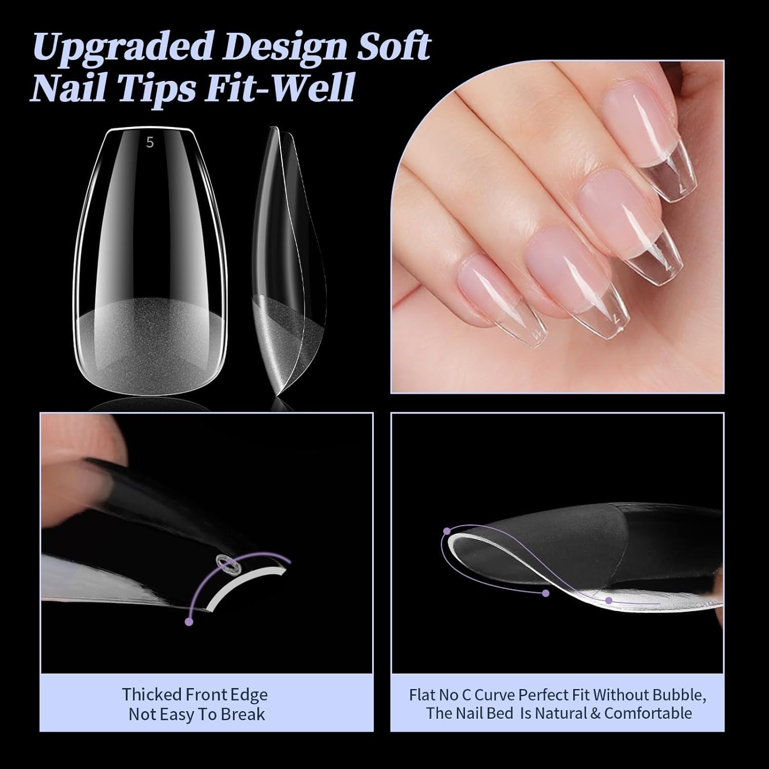 Unghii scurte cu acoperire completă, 120 de bucăți, 12 dimensiuni, vârfuri de unghii scurte pentru unghii cu gel, unghii artificiale pentru lipire, set de unghii cu pile de lipit, lustruitor de unghii, împingător de cuticule