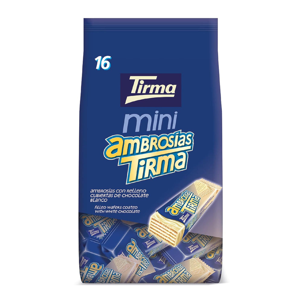 Tirma Mini White Chocolate Wafers | (16 units x 13.5g), 216g | Delicate cream filling | Non-GMO | Suitable for vegetarians | Individually packed | Packed snack