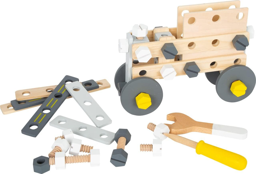 Small Foot Konstruktionsset Miniwob aus Holz, kreativer Bausatz mit Werkzeuge und Zubehör, ab 3 Jahren, 11810, Gray Yellow