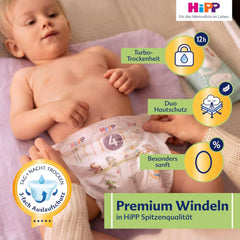 Diaper HiPP Extra Soft Premium Size 1 Newborn 2-5 kg, 72 pieces (3 packs of 24), with 3-way leak protection and double skin protection