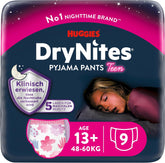 Huggies DryNites Nighttime Bedwetting Diapers for Girls 13-Approx 17 Years (48-60kg) 27 Count (3x9) Monthly Pack Panty Diapers