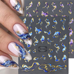 JMEOWIO Nagelsticker Marmor French Tip 8 Blatt Nail Art Sticker Selbstklebend Nagelaufkleber Dekoration Nageldesign Zubehör