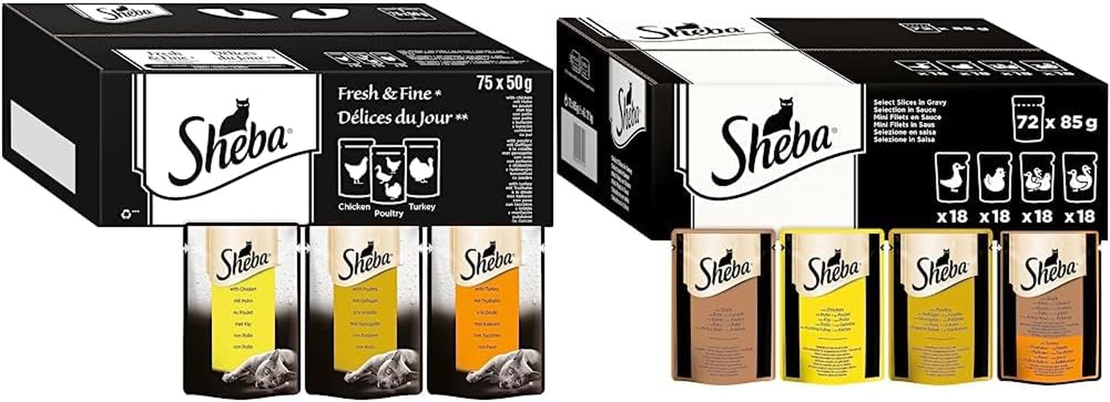 Sheba Nature`S Collection in Sauce - Cea mai fină hrană umedă pentru pisici în bol - Poultry Variation - 32 X 85G