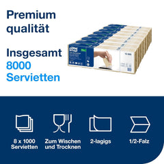 Șervețel dispenser Tork Xpressnap Extra Soft Nature N4, Premium, 1/2 ori 2 straturi, 21,3 cm X 16,5 cm, 8 × 1.000 șervețele, 12880