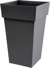 Plastiques 13635 G.ANT SX3 Ghiveci de flori din polipropilenă Toscane, 39 x 39 x 65 cm, gri