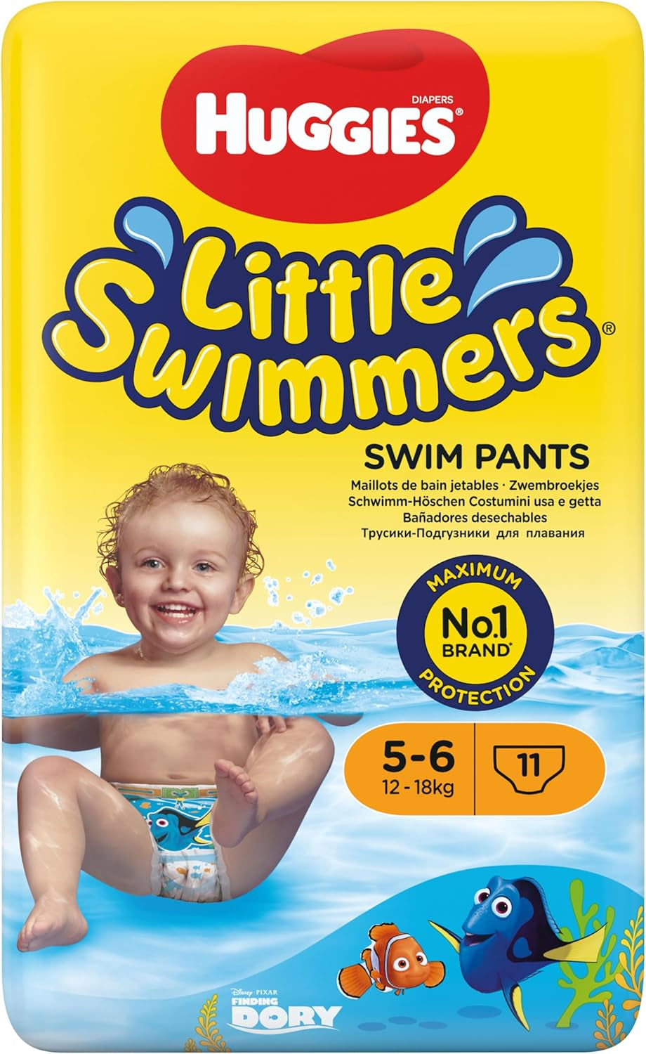 Huggies Little Swimmers Disposable Swim Diapers for Babies and Toddlers, Size 5-6 (12-18kg), 11 Swim Diapers, Unisex