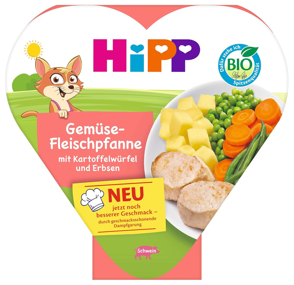 HiPP Organic vegetable and meat stews with diced potatoes and peas (6 x 250g), meal from 1 year, lightly steamed, vegetarian, suitable seasoning for children, organic quality