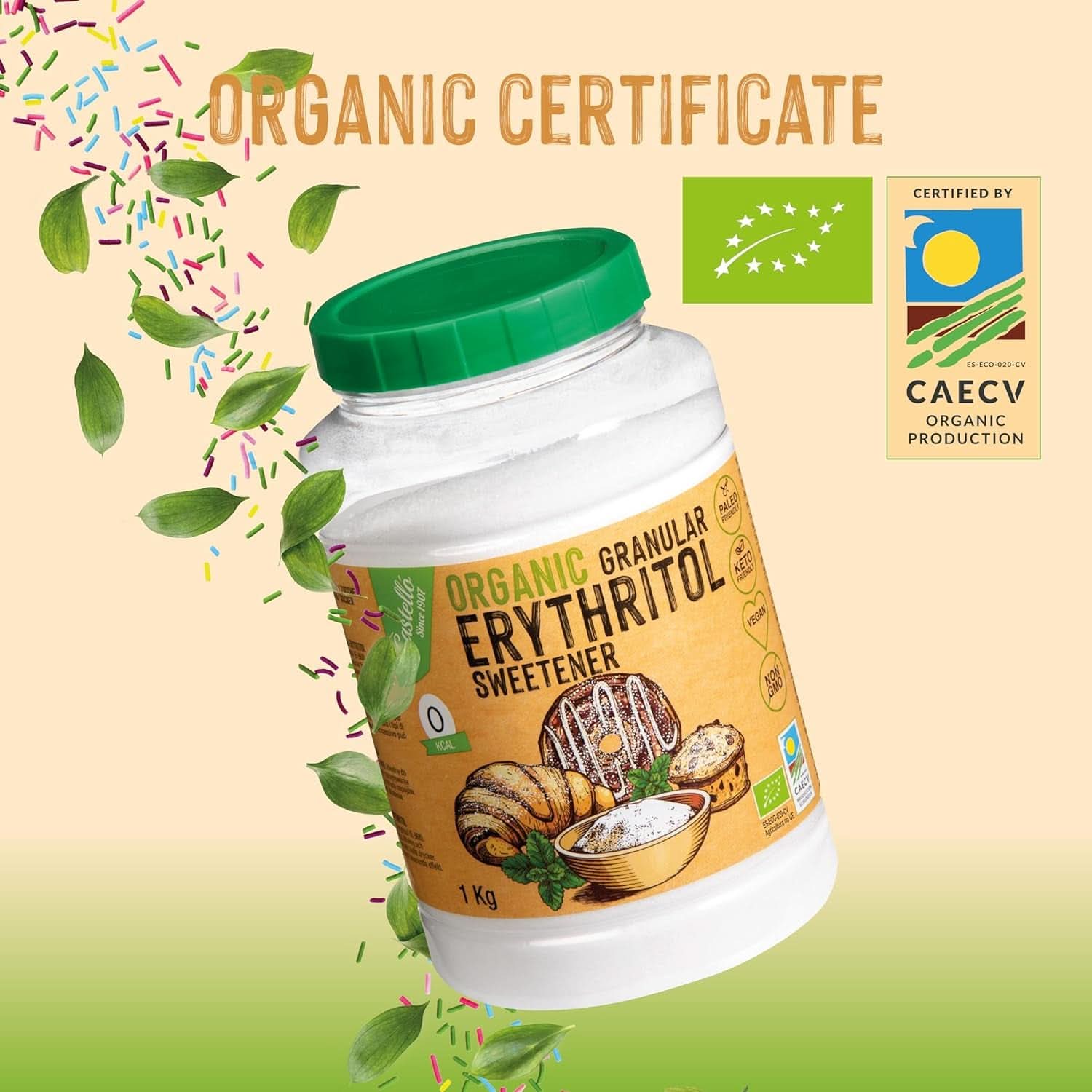 Eritritol natural organic, 10G = 7G zahăr, 1 Kg Indulcitori Naty Shop