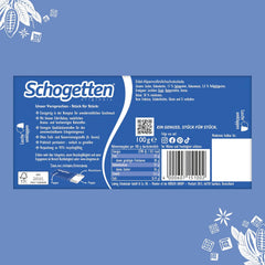 Schogetten Premium Alpine milk chocolate bar, 100g, individually portioned. A delight. Piece by piece.