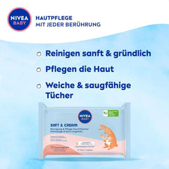 NIVEA Baby AQUA wet wipes, baby wipes for delicate cleaning of sensitive skin, hypoallergenic and fragrance-free wet wipes for babies with 99% water (4 x 57 pieces) Baby Wet Wipes Naty Shop