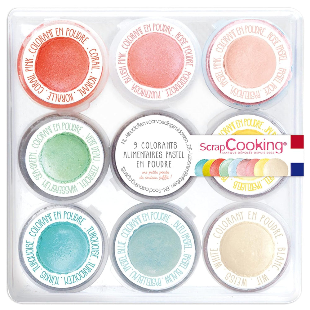 ScrapCooking - Set of 9 powder dyes, pastel shades, 15 grams total Naty Shop