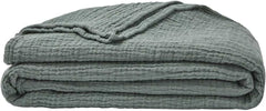 ESSIX Plaid, Monocolor, Fabricat din tifon de bumbac, Jazzy, 130 X 170 Cm Plapumi si pilote Naty Shop Sage