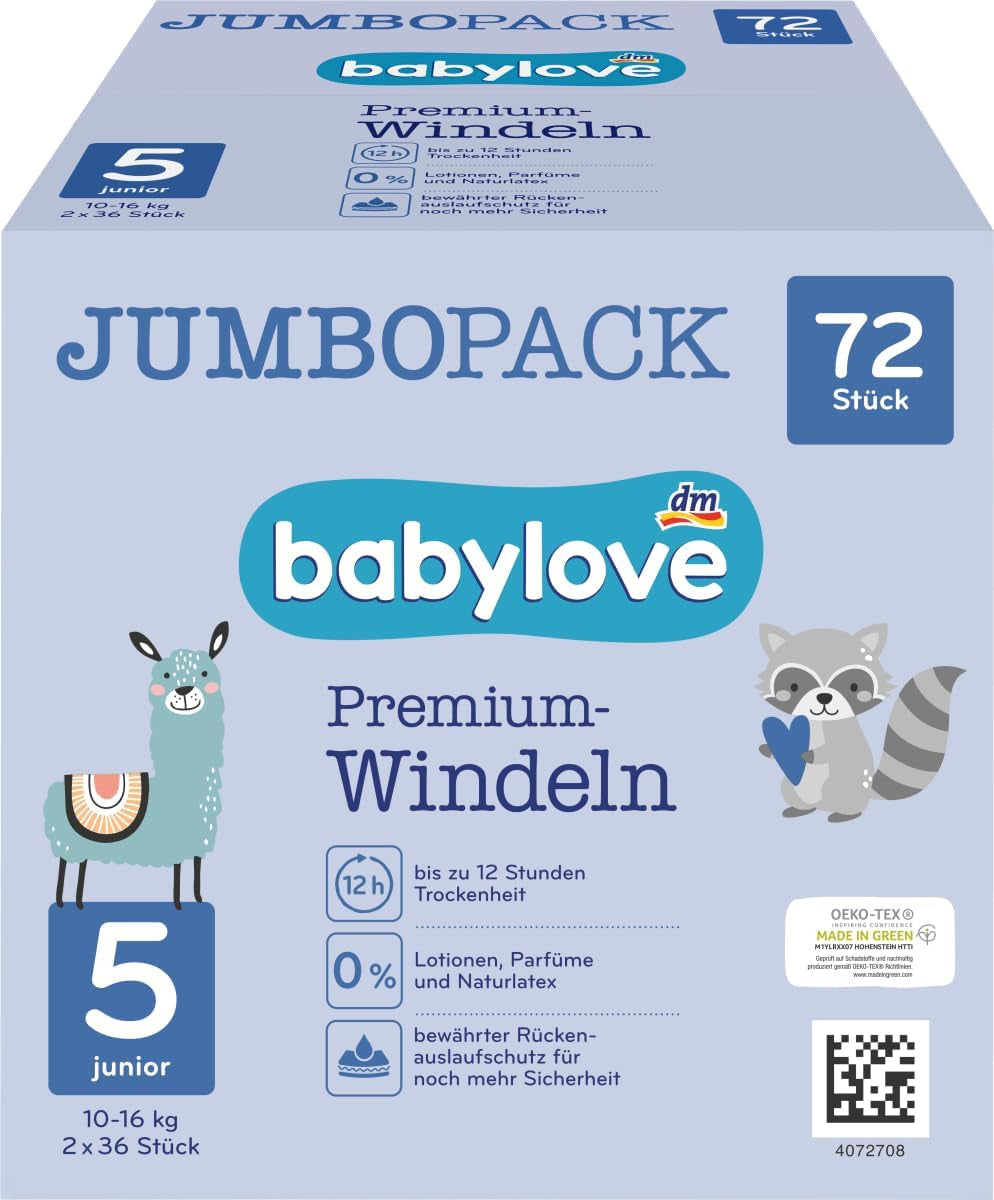 Scutece Premium Active Plus, mărimea 5, Junior 12-25 kg, pachet Jumbo, 2 x 36 bucăți, 72 bucăți