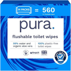 Eco Friendly Disposable Wet Wipes 560 Wipes (14 x 40 Wipes) Monthly Pack 100% Plastic Free 99% Water Sensitive Care Wet Wipes Fine to Flush Certified Biodegradable Vegan