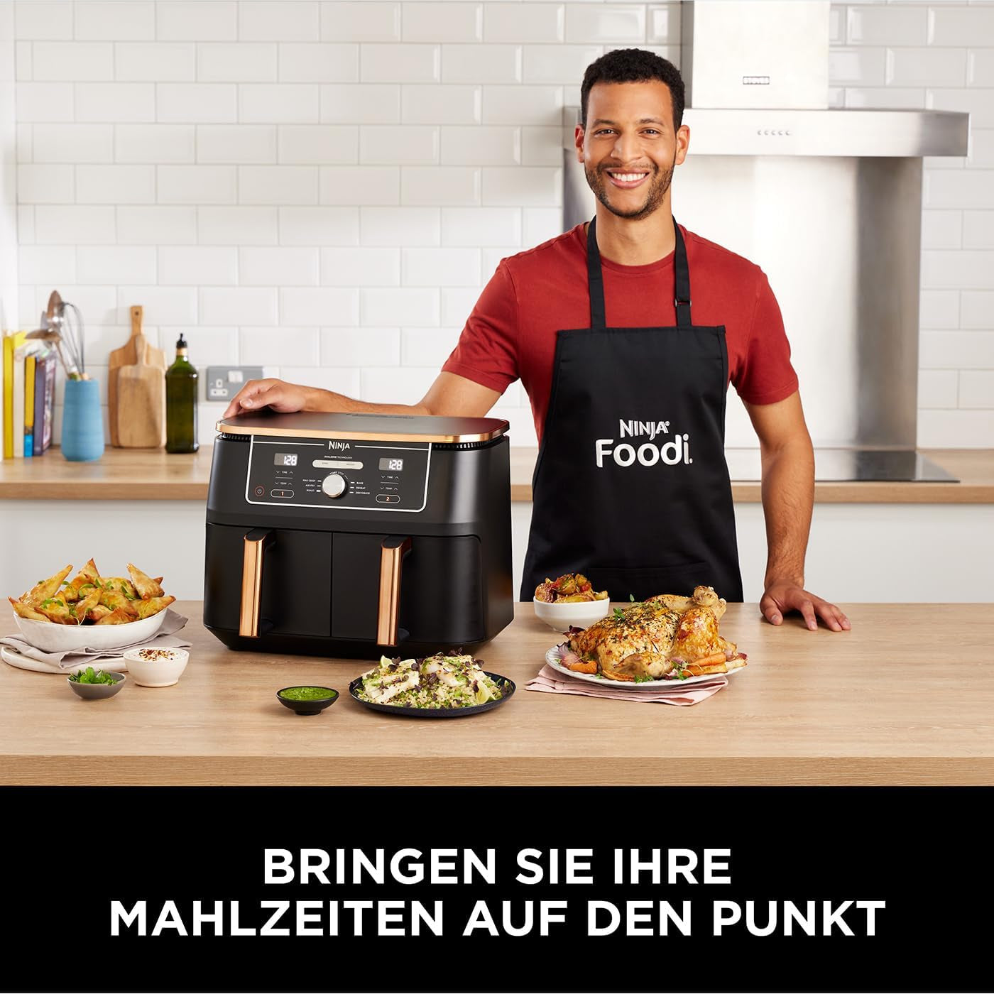 Ninja Foodi AF400EUCP MAX Dual Zone Air Fryer, 9.5L Airfryer, 2 compartimente, cu clește, acoperire neaderentă Electrocasnice Naty Shop