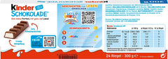Kinder Chocolate - Filled Milk Chocolate Bars - 1 pack containing 24 individual bars (24 x 12.5g).