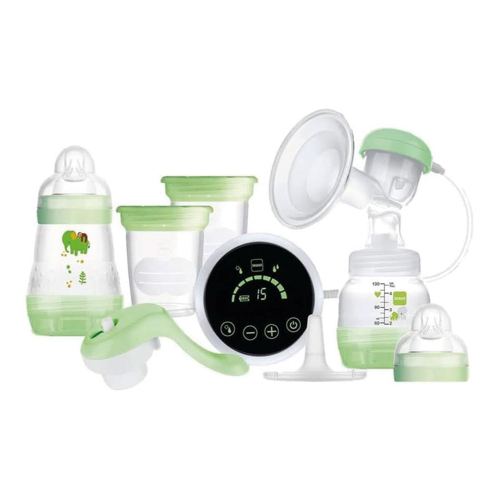 MAM Electric and manual breast pump 2 in 1, with 9 levels of stimulation, contains 2 bottles, easy start, green Accessories Food and Breastfeeding Bebe Naty Shop