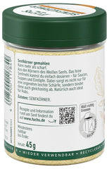 Fuchs Gewürze - Senfkörner gemahlen - für die Zubereitung von Rubs, zum Verfeinern von Suppen und Saucen - natural ingredients - 45 g in wiederverwendbarer, recyclebarer Dose