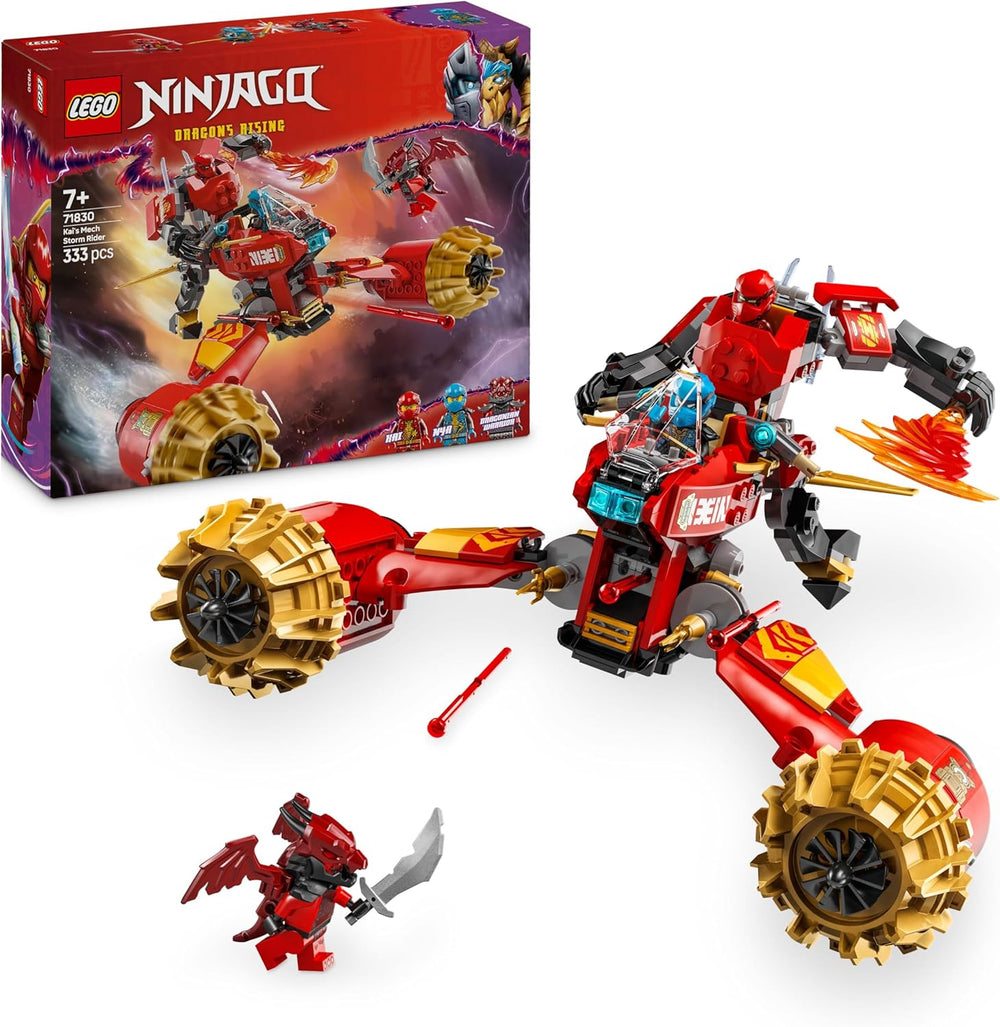 LEGO NINJAGO Kais Sturmreiter-Mech - Fliegendes Motorrad Spielzeug mit 3 Minifiguren - Mech mit beweglichem Kopf, Armen und Legen - Bauspielzeug - Geschenk für Jungen & Mädchen ab 7 Jahren 71830