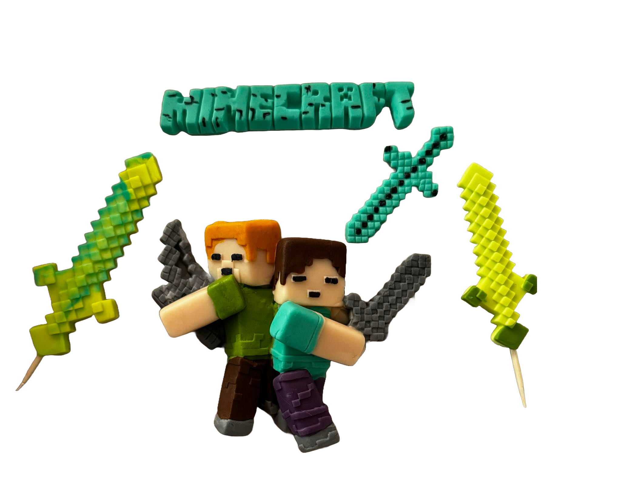 Set 5 decoratiuni comestibile din zahar, Minecraft Decoratiuni din Pasta de Zahar Naty Shop