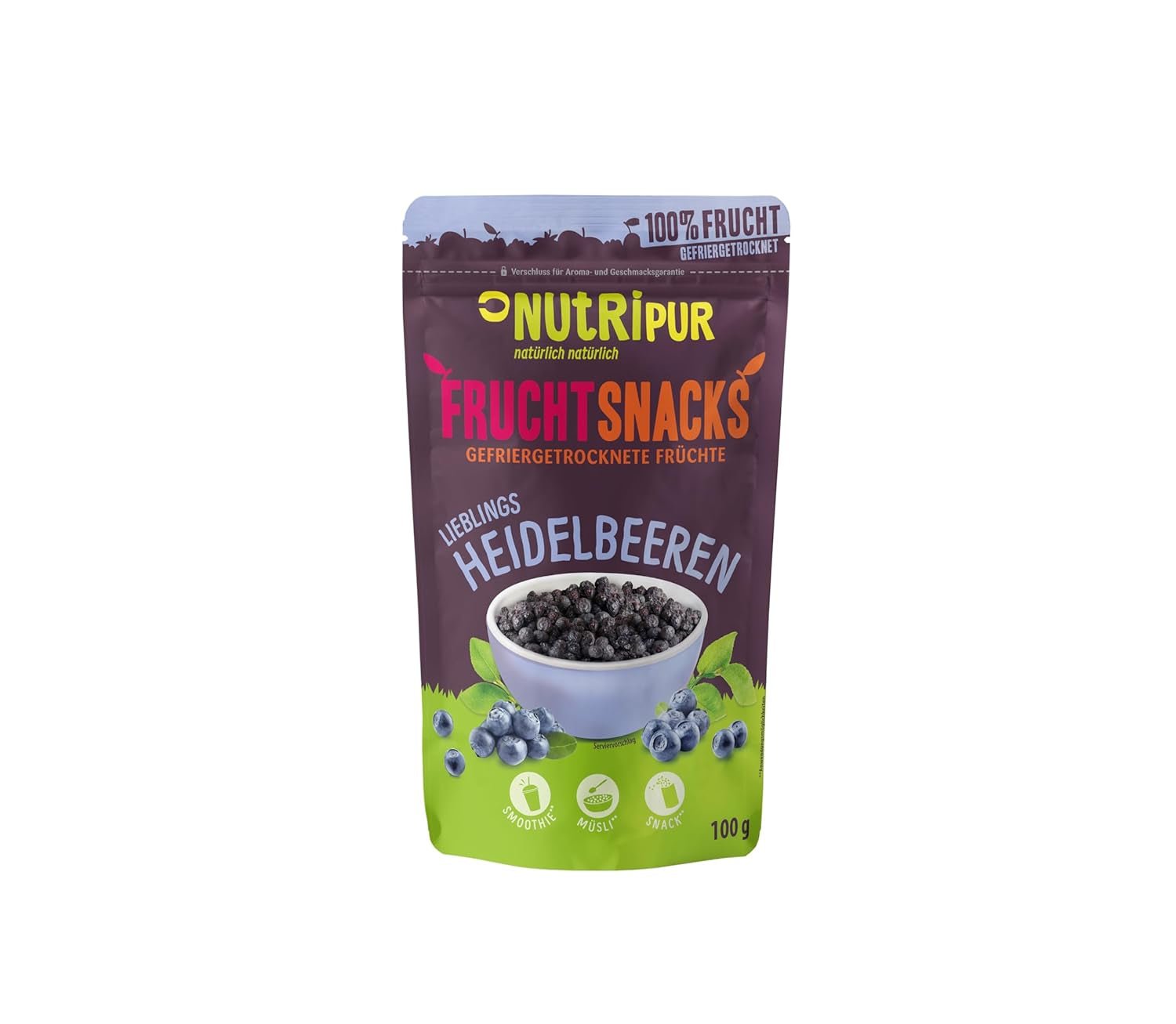 Afine liofilizate: 100g afine cultivate uscate pentru smoothie-uri, muesli, topping pentru terci - fructe de pădure liofilizate fără zahăr adăugat - Afine liofilizate NutriPur Produse deshidratate Naty Shop Titlu implicit