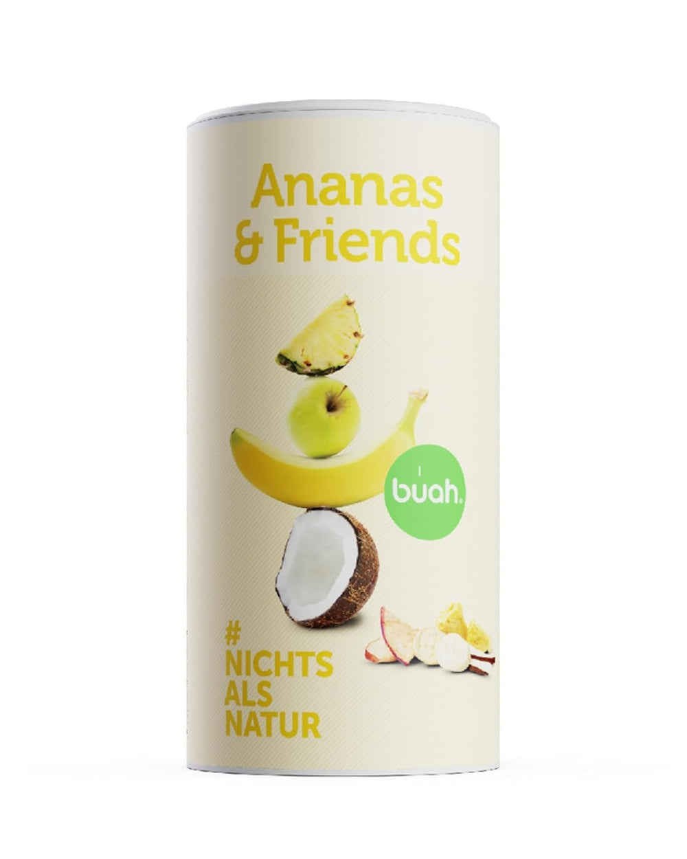 Amestec de fructe liofilizate BUAH® | Ananas, banane, mere și nucă de cocos liofilizate fără zahăr adăugat | 100% fructe | Vegan, fără gluten, fără lactoză (192g) Produse deshidratate Naty Shop Titlu implicit