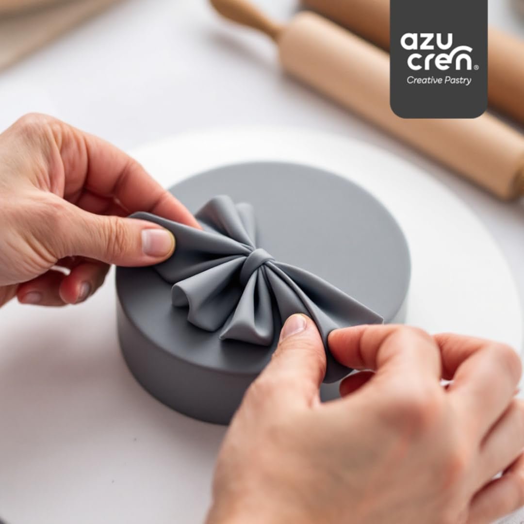 Azucren, Roll Fondant, Roll Fondant gri, ușor de utilizat, neted, flexibil, moale și pliabil, perfect pentru decorarea torturilor, Halal, Kosher, fără gluten, aromă de lămâie (250 G) Pasta de zahar Naty Shop