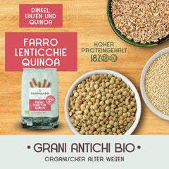 Organic pasta Trivelline N.47 - 500g with spelled flour, lentil flour and quinoa flour - Rich in protein, source of fiber and protein
