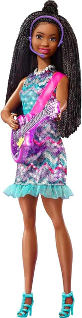 Barbie GYJ22 - Big Dream Brooklyn Doll Free Stage (approx. 30cm, Brown Pigtails) with Movie Songs, Lights, Microphone and Accessories, Gift for Kids 3 Years and Up Naty Shop Modern Dolls