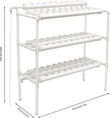 3-Layer Hydroponic Grow Kit with 90/108 Planting Positions and Water Pump, PVC Soilless Plant Growing Systems, Hydroponic Growing Kits for Vegetables and Fruits (108 Planting Positions)
