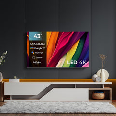 Televizor inteligent Cecotec - televizor LED de 43 de inci, rezoluție 4K UHD - seria A4 ALU40043S. Google TV, HDMI 2.1, USB 3.0, HDR10, 16 GB ROM, asistent vocal Google, Chromecast, Dolby Audio