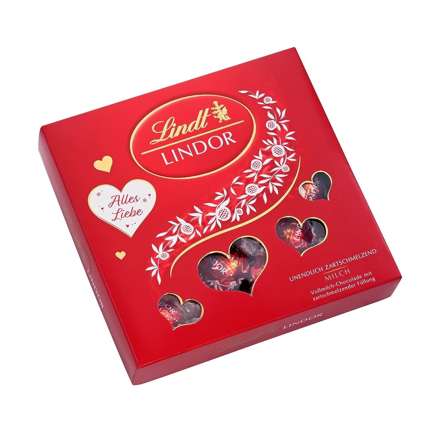 Lindt Lindor heart pack, pachet de 4 (4 X 112 G) Bomboane de Ciocolata Naty Shop 187 G Ciocolata cu lapte