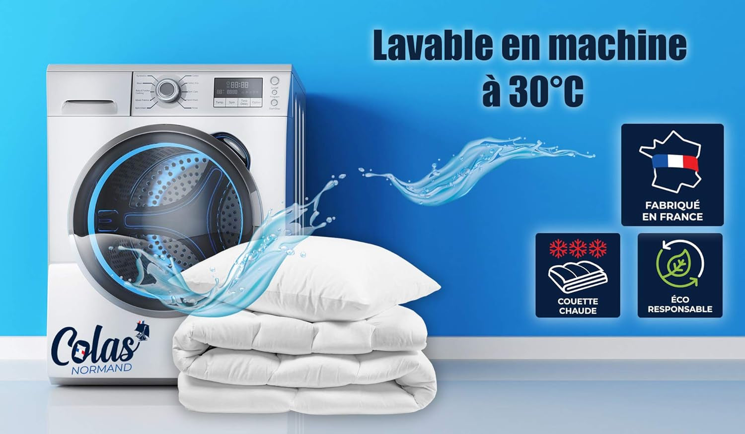 COLAS NORMAND - Plapumă ecologică - caldă - 240 X 220 Cm - plic și umplutură din sticle reciclate - moale, mătăsoasă și confortabilă - fabricație atentă Plapumi si pilote Naty Shop