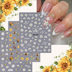 3 StĂŒck Nagelsticker Set-Selbstklebende Nagelfolie Mit Blumen- Und Bienenmotiven-Nail Art Sticker FĂŒr Kreatives Nageldesign-Nageltattoos Und Zubehör