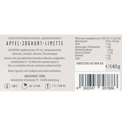 Ankerkraut Ceai de fructe cu aromă de mere, iaurt și lămâie verde, ceai de fructe vrac, 140 g în borcan de plută