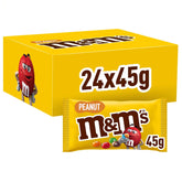 M&M's Peanut Chocolate Bulk Pack 24 x 45g Chocolate Peanut Flavored Lentils Chocolate Gift (1080g) Ideal As A Football Themed Treat