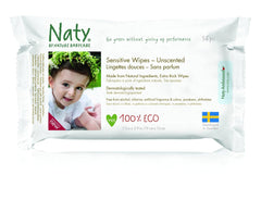 Eco by Naty Baby Care, Organic wet wipes for babies, unscented, 56 diapers