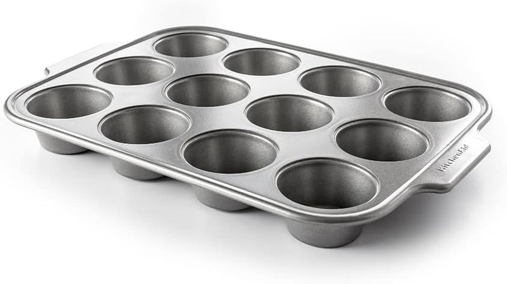 Kitchenaid Aluminized Steel Bakeware Muffin Tray Non-Stick Oven Safe Dishwasher Safe Gray Naty Shop Baking Pans & Trays