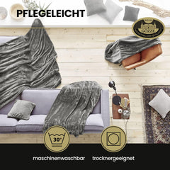 Gözze - Pătură confortabilă Premium Cashmere-Feeling, 500 G/M², 180 X 220 Cm - muștar Paturi si Cuverturi Besuche den Gözze-Store