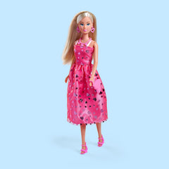 Simba Steffi Love Pink Love – Ankleidepuppe im pinken Glitzerkleid, inkl. Zubehör in Herzform, 29 cm groß, Modepuppe für kreatives Rollenspiel, für Kinder ab 3 Jahren