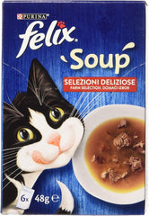 PURINA Suppe Katze Köstliche Auswahl mit Rindfleisch, mit Huhn, mit Lamm - 48 Beutel à 48 g je 48 g (8 Packungen à 6 x 48 g)