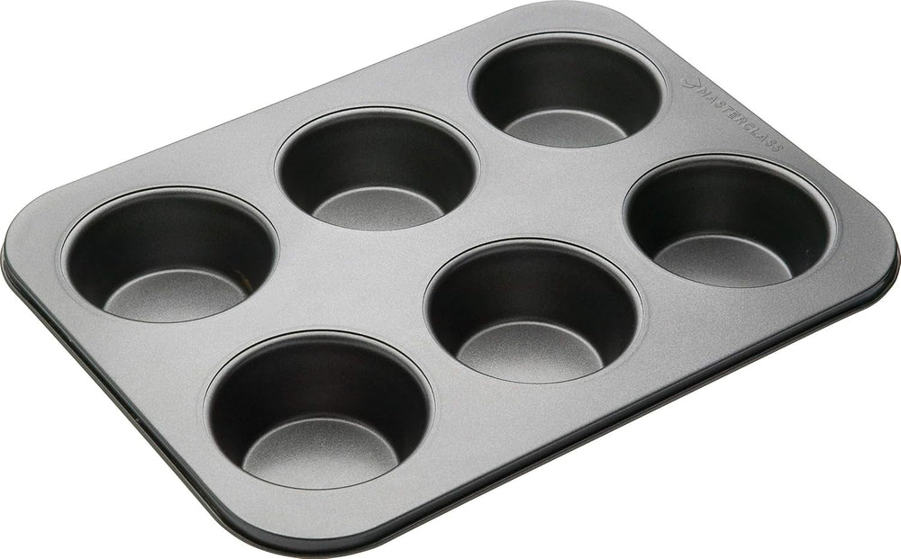 Masterclass Tiefes Muffinblech/Yorkshire Puddingform, 6-Loch-Form Mit PTFE-, PFOA- Und Bpa-Freier Antihaftbeschichtung, Robuster 1 Mm Kohlenstoffstahl, Grau, 35 X 26 Cm Molds and trays for baking Naty Shop