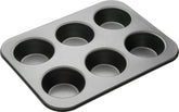 Masterclass Tiefes Muffinblech/Yorkshire Puddingform, 6-Loch-Form Mit PTFE-, PFOA- Und Bpa-Freier Antihaftbeschichtung, Robuster 1 Mm Kohlenstoffstahl, Grau, 35 X 26 Cm Molds and trays for baking Naty Shop