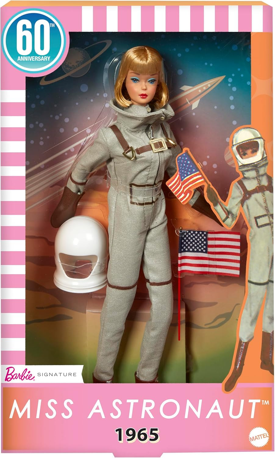 Mattel Barbie Miss Astronaut Collectible Doll with Silver Suit, Space Boots and Helmet Accessory, Vintage Reproduction of 1965 Original, JBJ48 Naty Shop Dolls Default Title