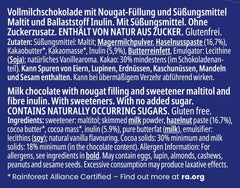 frankonia CHOCOLATE WITHOUT ADDED SUGAR Nougat Chocolate, gluten-free, 100 g