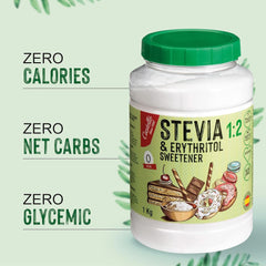 Stevia + Erythritol 1:2 Sweetener, 1G = 2G Sugar, 1 Kg Sweeteners Naty Shop