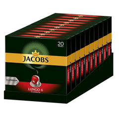Kaffeekapseln Lungo Classico, Intensität 6 von 12, 10 x 20 Getränke & Kaffeekapseln Krönung Crema, 200 Nespresso kompatible Kapseln, 10er Pack, 10 x 20 Getränke, 1040 g